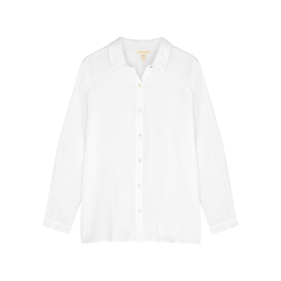 Eileen Fisher Easy Classic Organic Cotton Button-up Shirt In White