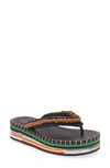 Chloé Lou Platform Flip Flop In Blue/ Brown