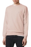 Allsaints Raven Slim Fit Crewneck Sweatshirt In Mushroom Pink