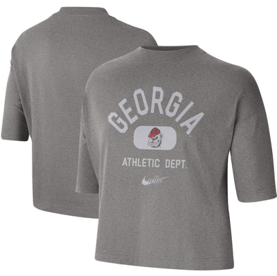 Nike Heathered Grey Georgia Bulldogs Boxy T-shirt In Heather Grey