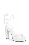 Jeffrey Campbell Presecco Sandal In White Crinkle Patent