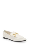 Jeffrey Campbell Velviteen Bit Loafer In White Crinkle Pat Gold