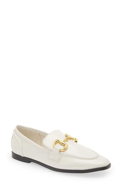 Jeffrey Campbell Velviteen Bit Loafer In White Crinkle Pat Gold