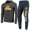 CONCEPTS SPORT CONCEPTS SPORT NAVY/HEATHER CHARCOAL CAL BEARS METER LONG SLEEVE HOODIE T-SHIRT & JOGGER PAJAMA SET