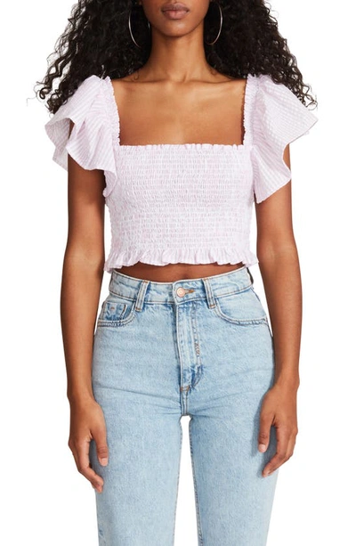 Bb Dakota By Steve Madden Sucker For You Smocked Crop Top In Pink Tulle