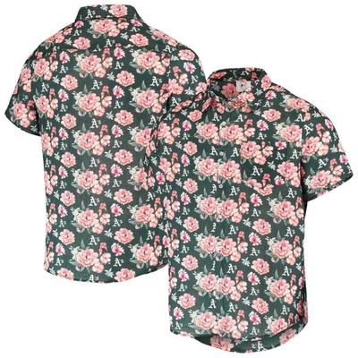 Foco Men's  Green Oakland Athletics Floral Linen Button-up Shirt
