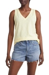 Madewell Whisper Shout Cotton V-neck Tank In Lemon Custard