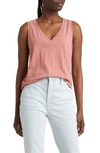 Madewell Whisper Shout Cotton V-neck Tank In Vintage Quartz