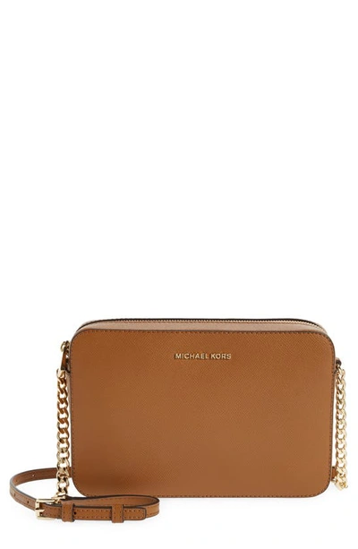 Michael Michael Kors 'large Jet Set' East/west Saffiano Crossbody Bag In Acorn