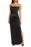 House Of Cb Adrienne Slim-fit Satin Maxi Dress In Black