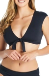 Bleu By Rod Beattie Bleu Rod Beattie Tie Front Cap-sleeve Bikini Top In Black