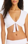 Bleu By Rod Beattie Kore Tie Front Bikini Top In White