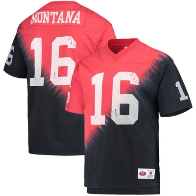 Mitchell & Ness Joe Montana Black/red San Francisco 49ers Retired Player Name & Number Diagonal Tie- In Black,red