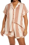 Nordstrom Moonlight Eco Short Pajamas In Tan Mocha Awning Stripe