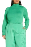 Lafayette 148 Matte Crepe Turtleneck Sweater In Garden Green