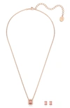 Swarovski Millenia Pendant Necklace & Stud Earrings Set In Pink