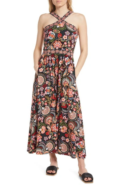 boden halter neck dress Paisley Maxi In Black Decorative Meadow Collection_Rhea Blazer Dress
