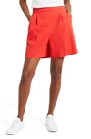 Theory Eco Crunch Pleated Pull-on Shorts In Poppy