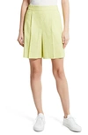 Theory Linen Blend Shorts In Key Lime