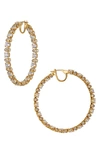 Nadri Freya Deco Cubic Zirconia & Pave Bead Large Hoop Earrings In Gold