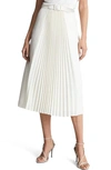 Reiss Drew Contrast Pleated Midi Skirt In Ivory