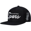 Mitchell & Ness Men's  Black San Antonio Spurs Hardwood Classics Script 2.0 Snapback Hat In Black