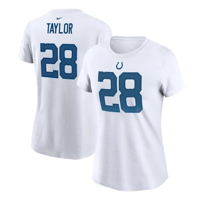 NIKE NIKE JONATHAN TAYLOR WHITE INDIANAPOLIS COLTS PLAYER NAME & NUMBER T-SHIRT