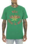 Cult Of Individuality T-shirt Short Sleeve Crew Neck Tee "sex Drugs & Rock N Roll" In Green