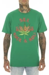 Cult Of Individuality T-shirt Short Sleeve Crew Neck Tee "sex Drugs & Rock N Roll" In Kelly Green