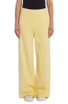 Moncler Wide Leg Cotton Blend Fleece Joggers In 110 Yellow