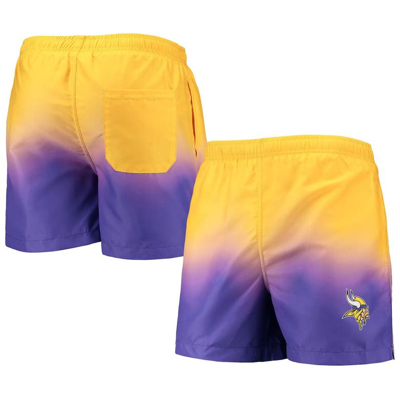 Foco Men's  Gold, Purple Minnesota Vikings Dip-dye Swim Shorts In Gold,purple