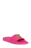 Versace Medusa Slide Sandal In Fuxia- Gold