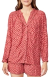 Paige Doris Metallic-embroidery Long-sleeve Woven Blouse In Papaya Multi