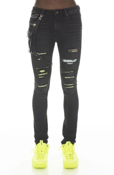 Cult Of Individuality Punk Super Skinny Stretch Jeans In Black