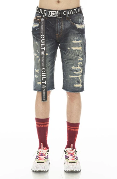 Cult Of Individuality Rocker Japanese Selvedge Shorts In Blue