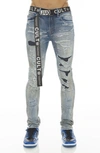Cult Of Individuality Punk Belted Rip & Repair Super Skinny Jeans In Aztec