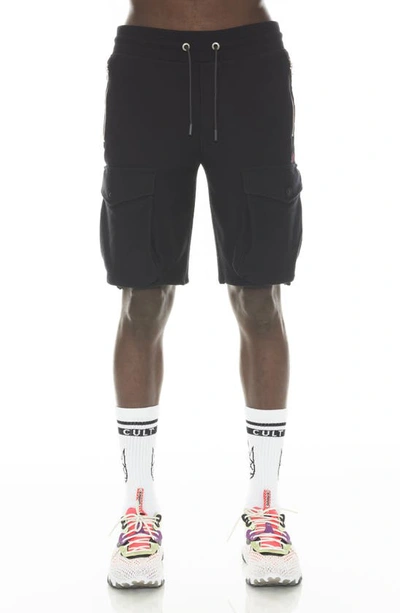 Cult Of Individuality French Terry Cargo Sweat Shorts In Black