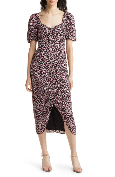 charles henry midi dress Charles Henry Stripe Ruched Waist Midi Dress In Mocha/ Ivory Pinstripe -  60% Off