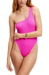 Good American Always Fits One-shoulder One-piece Swimsuit In Hawiian Pink 001