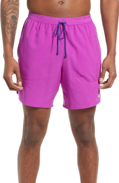 Nike Men's Stride Dri-fit 7" Unlined Running Shorts In Vivid Purple/ Reflective Silv