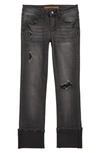 Joe's Kids' The Jane Distressed Cuffed Hem Jeans In Black Iris