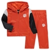 OUTERSTUFF TODDLER ORANGE CLEMSON TIGERS POLY FLEECE FULL-ZIP HOODIE AND trousers SET