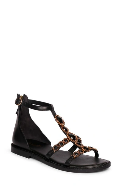 Saint G Lauren Bead Flower Sandal In Black