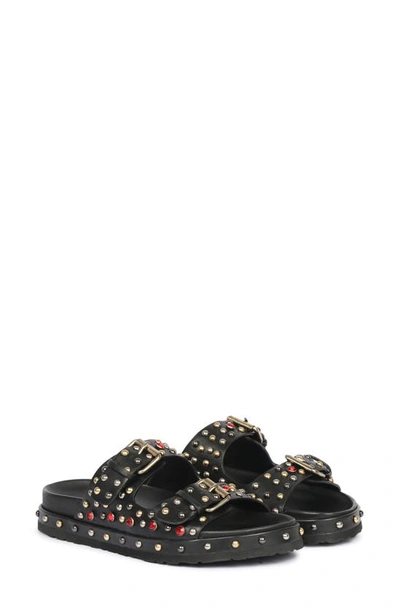 Saint G Chloe Double Buckle Sandals In Black