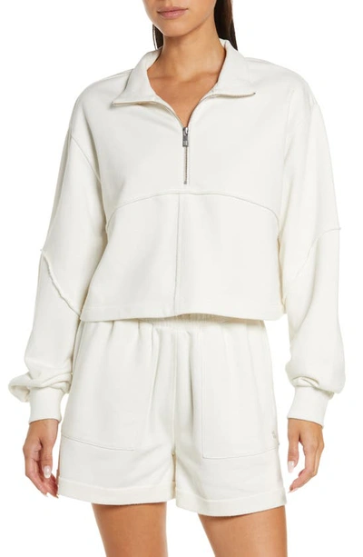 Sweaty Betty Revive Half Zip Crop Sweatshirt In White