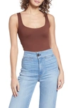 Alix Nyc Mott Scoop Neck Thong Bodysuit In Cocoa