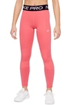 Nike Kids' Pro Leggings In Pink Salt/ White