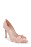 Ted Baker Hyana Bow-embellished Pointed-toe Cotton-blend Courts In Pink