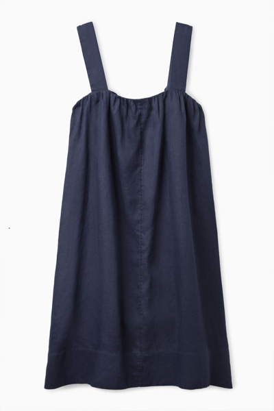 Cos Oversized Gathered Dress In Blue