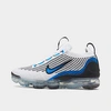 Nike Kids' Air Vapormax 2021 Flyknit Sneakers In White/black/metallic Silver/photo Blue